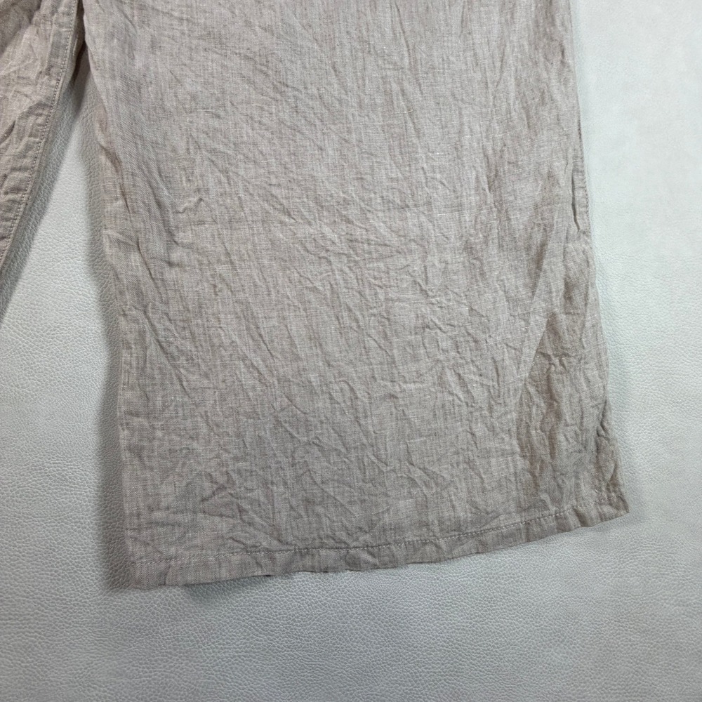 Halston Womens Large Oatmeal Beige 100% Linen Wide Leg Crop Size L - Picture 14 of 15